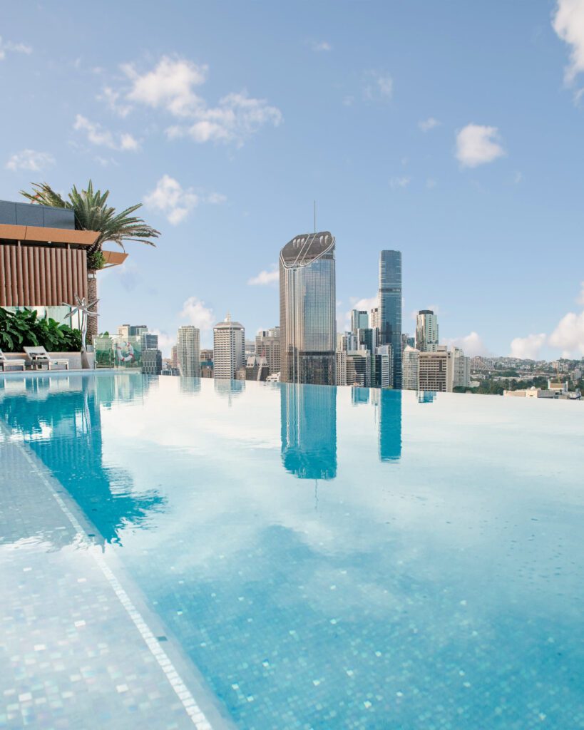 Emporium Hotel South Bank, Brisbane in Queensland. One of the world's best infinity pools with striking city views.  