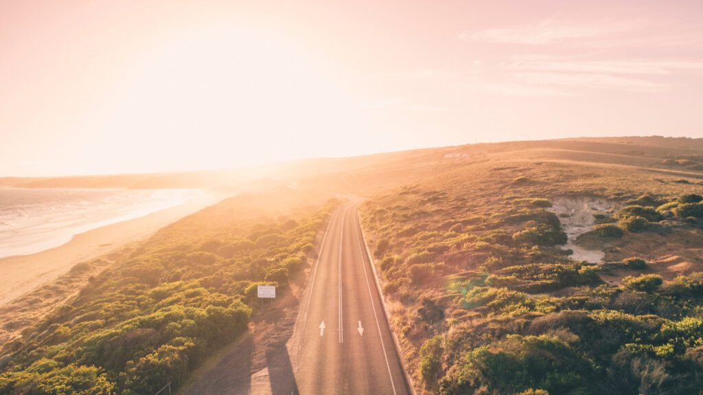 Great Ocean Road at sunset, Victoria,