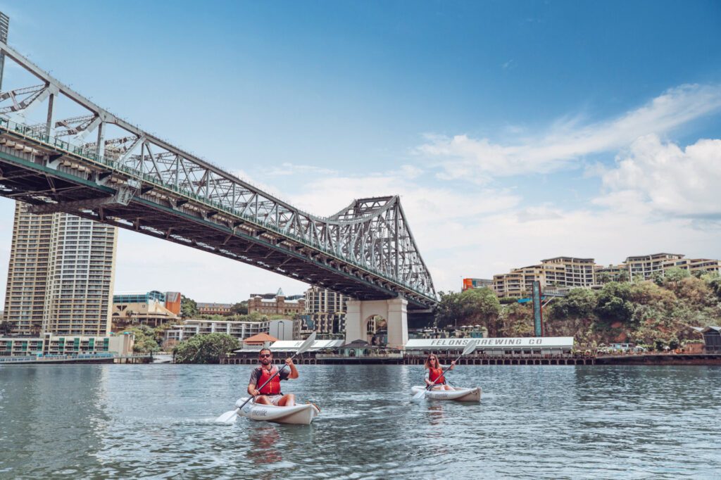 Kayaks on Brisbane River, a recommended activity for a two-day itinerary in Brisbane