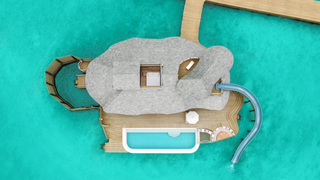 Pool villa with a slide at Soneva Fushi in the Maldives- Luxury Escapes