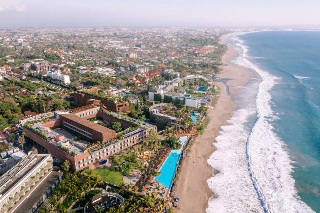 The beach at Seminyak, where Bali's most legendary Potato Head Beach Club is located