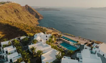 The view of Nobu Santorini, one of Santorini's most luxurious hotels - Luxury Escapes