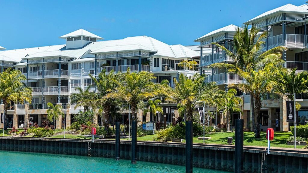 The Boathouse Apartments near the water in Airlie Beach, one of the best destinations near the Great Barrier Reef