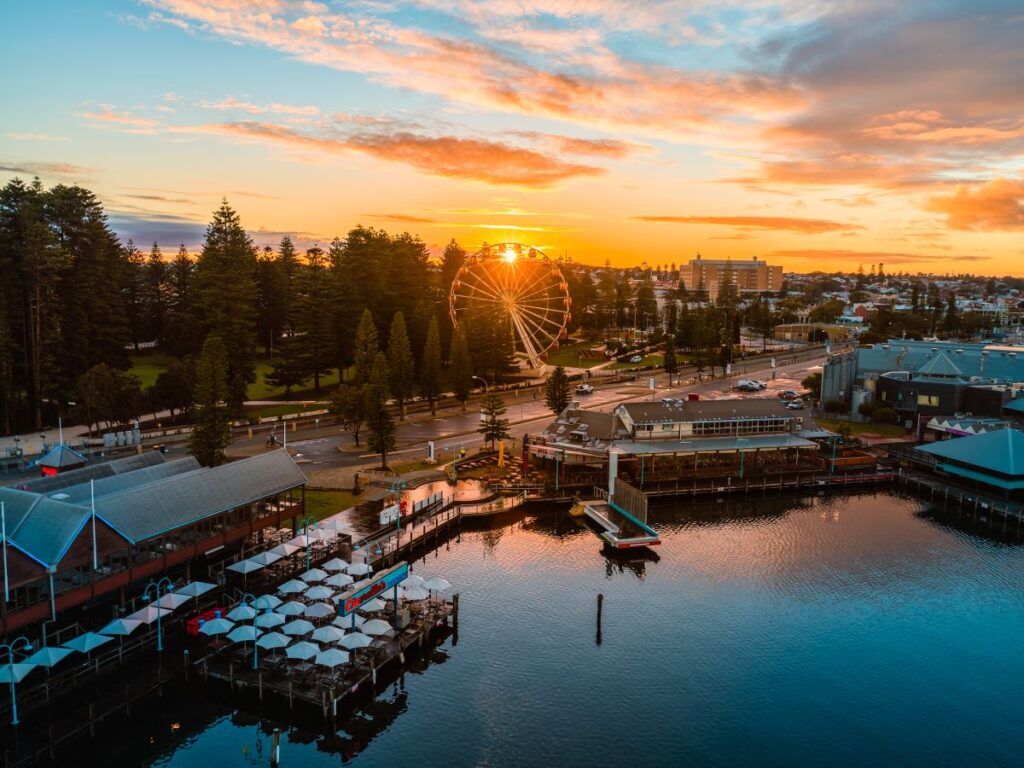 A sunset shot of Fremantle showing the beautiful architecture and the peaceful river - Luxury Escapes