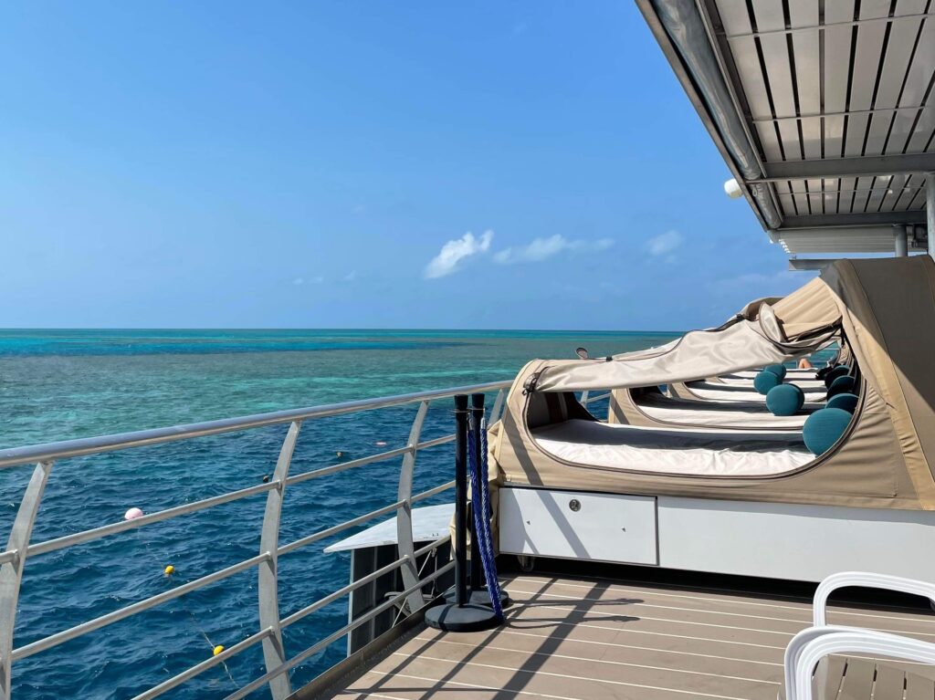 A deck aboard a cruise near the Great Barrier Reef