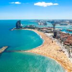 Aerial view of Barcelona's coastline