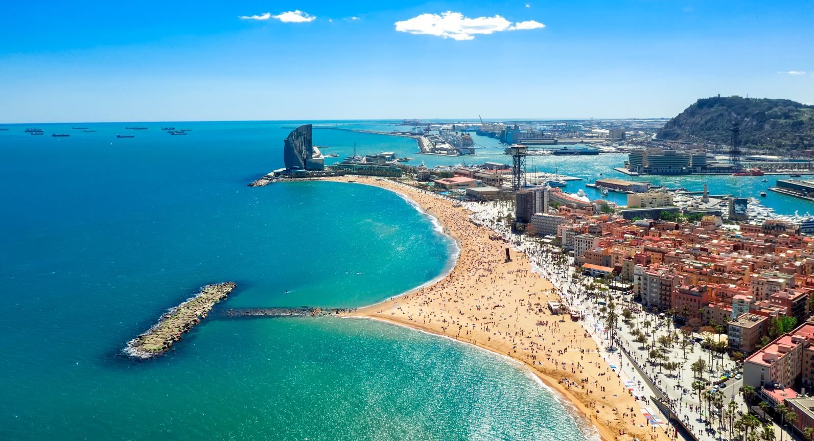 Aerial view of Barcelona's coastline