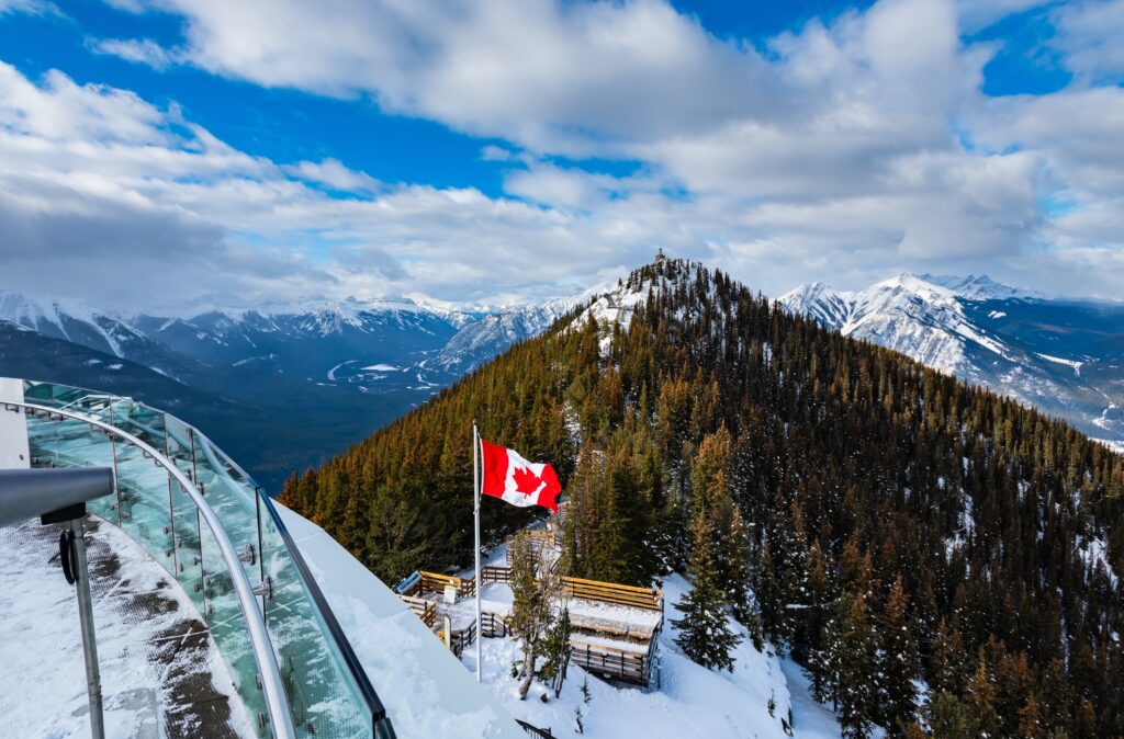 Snowy views from the top of Sulphur Mountain in Banff National Park - Luxury Escapes