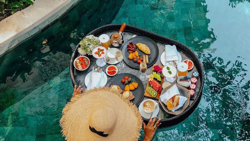 Floating breakfast at Sofitel Bali Nusa Dua Beach Resort, one of the best all-inclusive resorts in Bali – Luxury Escapes