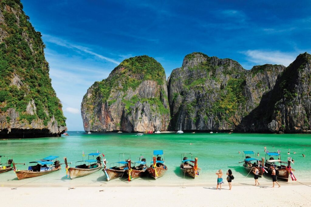 Boats on the shore of Koh Hong, one of Phang Nga Bay's secluded islands within Phuket province