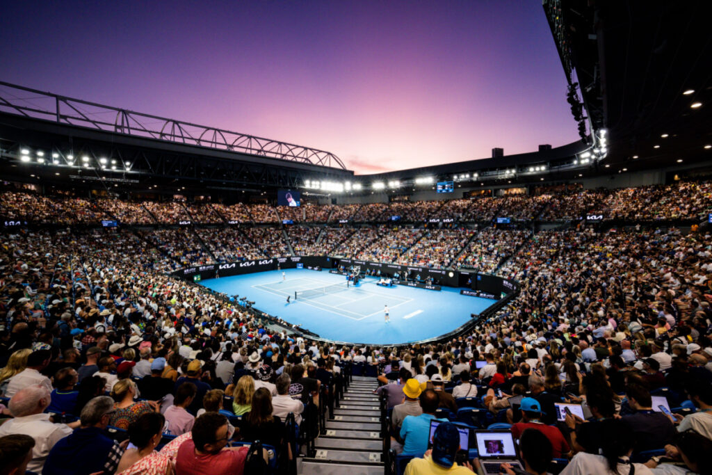 A view of Rod Laver Arena, the heart of the Australian Open and one of the events worth travelling for in 2024.