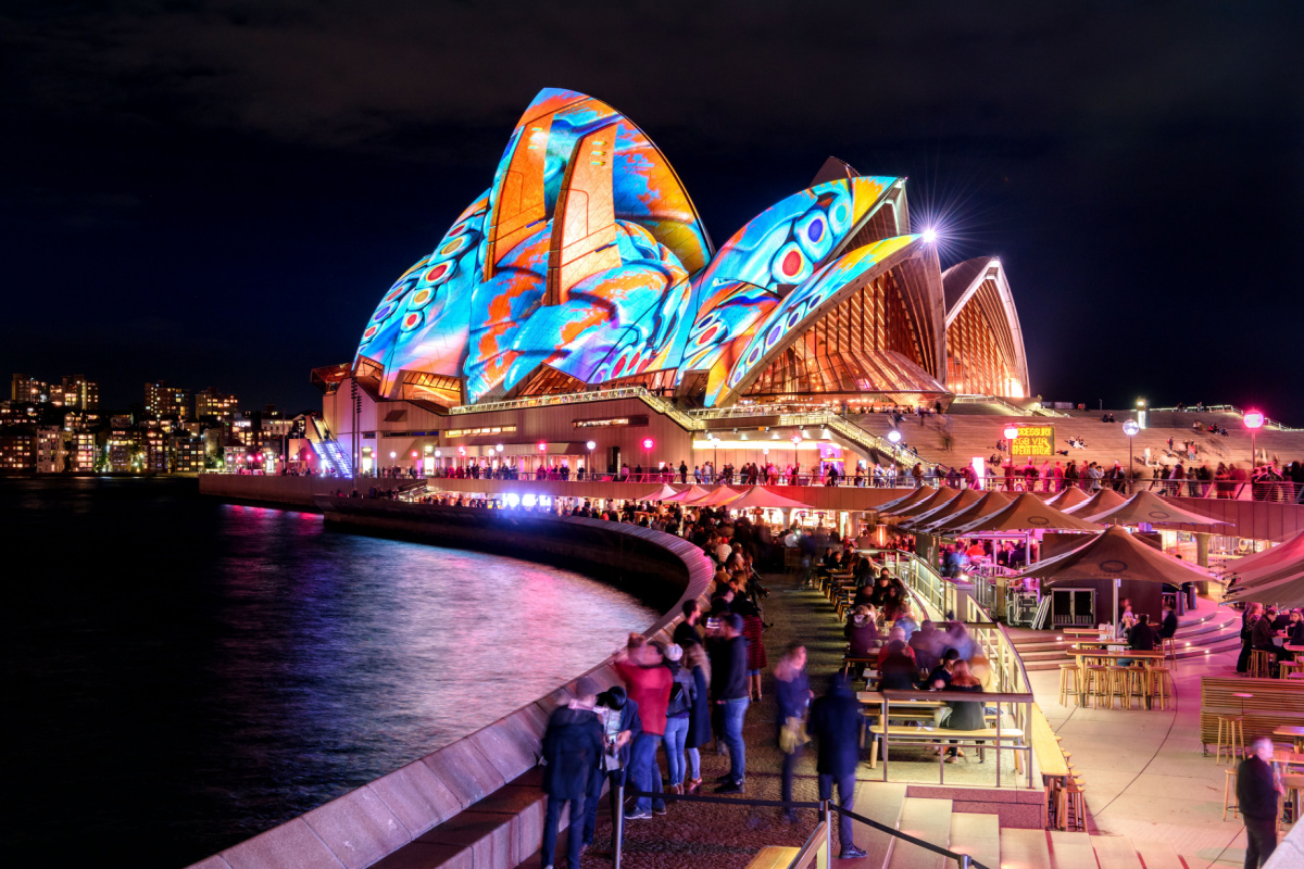 Projections on landmark buildings, including the Sydney Opera House, form part of VIVID Sydney.