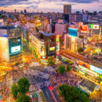 The famous crossing in front of Shibuya Station in Tokyo, awarded first place in Tripadvisor's Trending Destination category for 2024.