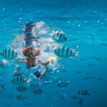 A child swims in the Fiji ocean with the fishes, one of the best activities to do while in Fiji - Luxury Escapes