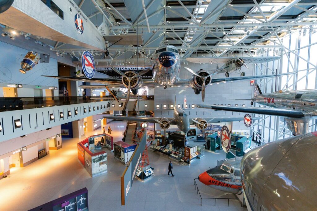 An aerial internal shot of the National Air & Space Museum, one of the best things to do while visiting the capital of the USA  - Luxury Escapes