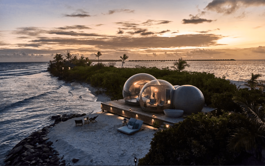 The clear Bubble Villa overlooking the oceanfront, one of the reasons why Seaside Finolhu Baa Atoll is one of the most unique resorts in the Maldives - Luxury Escapes