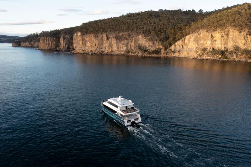 An aerial view of the Odalisque III in Tasmania - Luxury Escapes