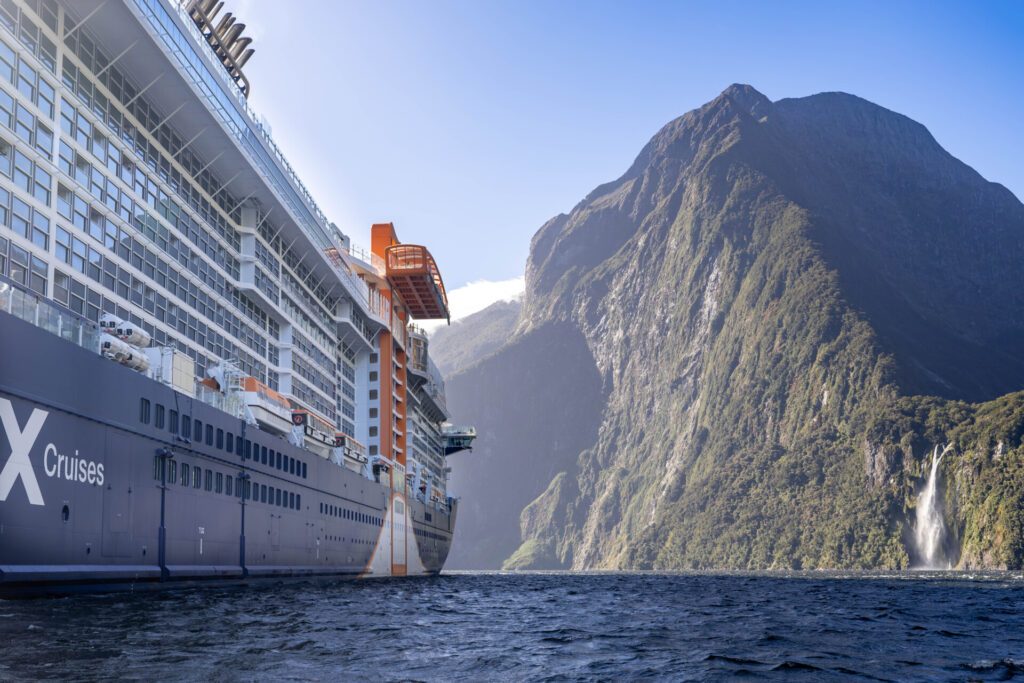 Views from the starboard side of Celebrity Edge as the ship sails through the New Zealand Fjordlands - Dream by Luxury Escapes