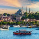 Ships in the harbour in Istanbul, Turkiye, with Turkish Airlines soon to launch non-stop flights from Sydney to Istanbul - Luxury Escapes