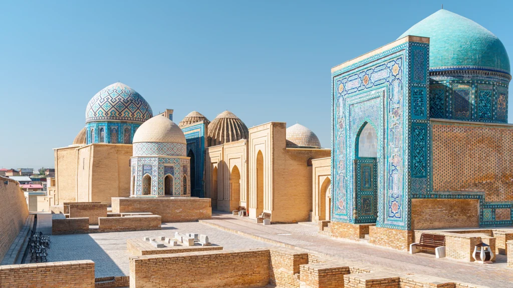 The Shah-i-Zinda mausoleum boasts intricate architecture and is one of the best things to see on a Silk Road rail journey – Luxury Escapes