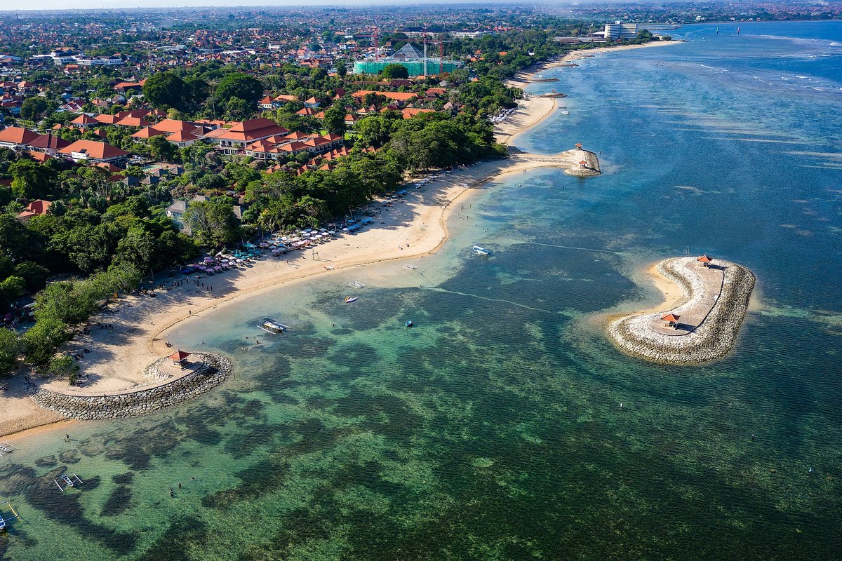 Aerial shot of Sanur.