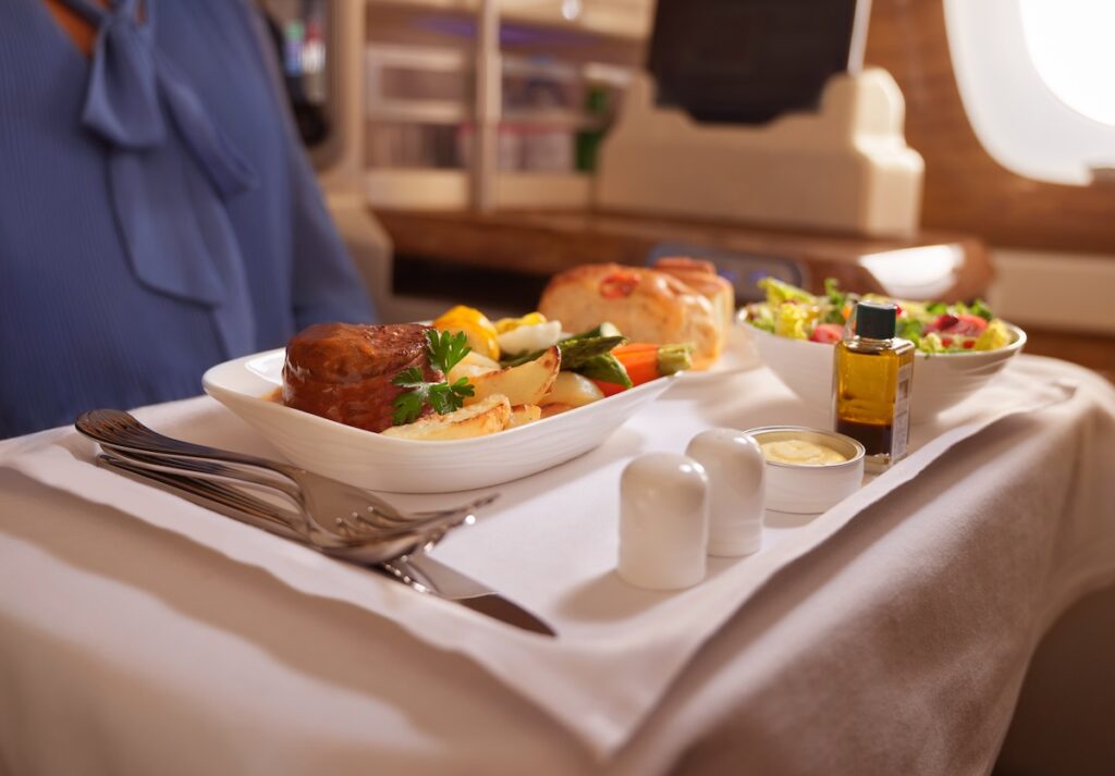 In-flight Business Class dining with Emirates - Dream by Luxury Escapes
