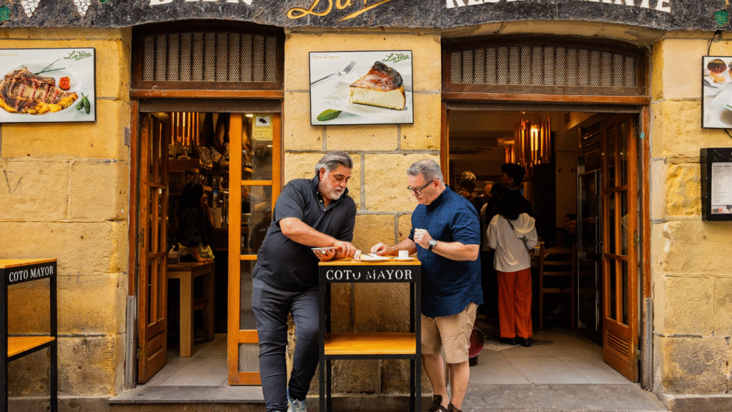 Chefs eating basque cheesecake, one of the best foods in Spain and Italy - Luxury Escapes