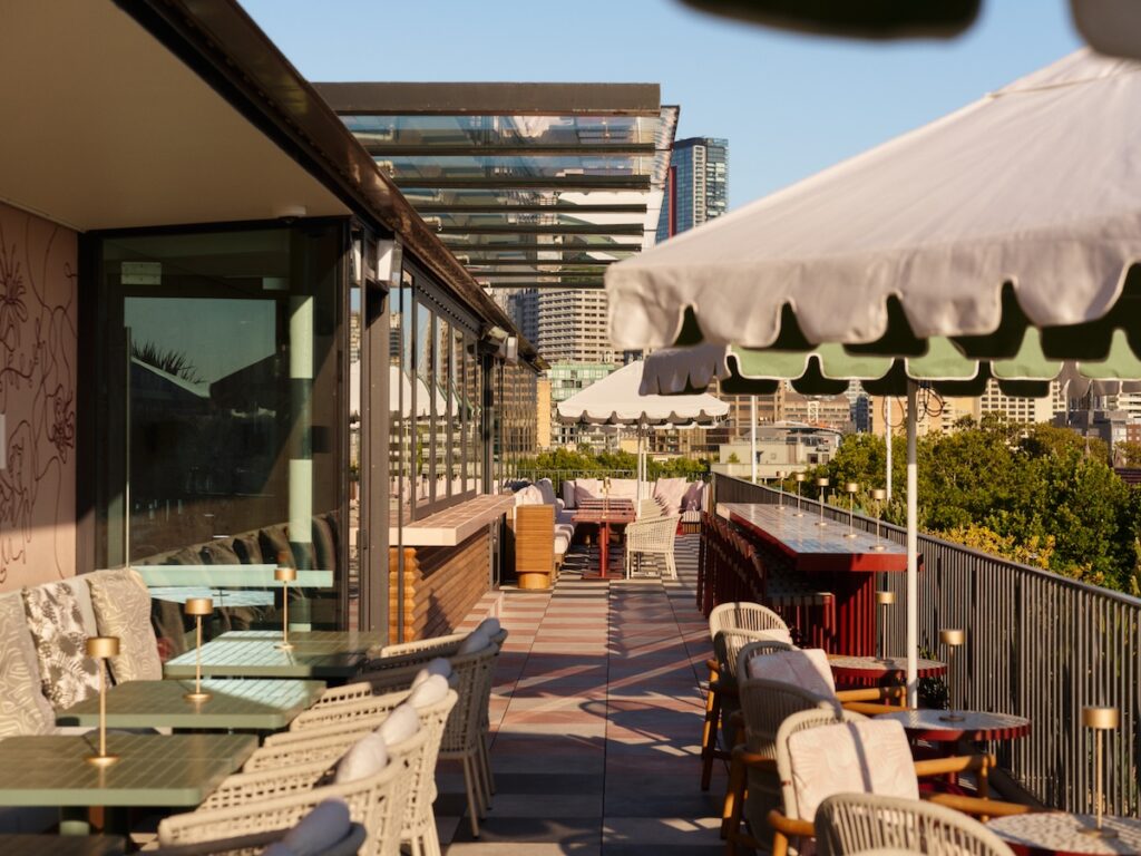 The glamorous rooftop bar at the new 25Hours Hotel Sydney The Olympia - Luxury Escapes