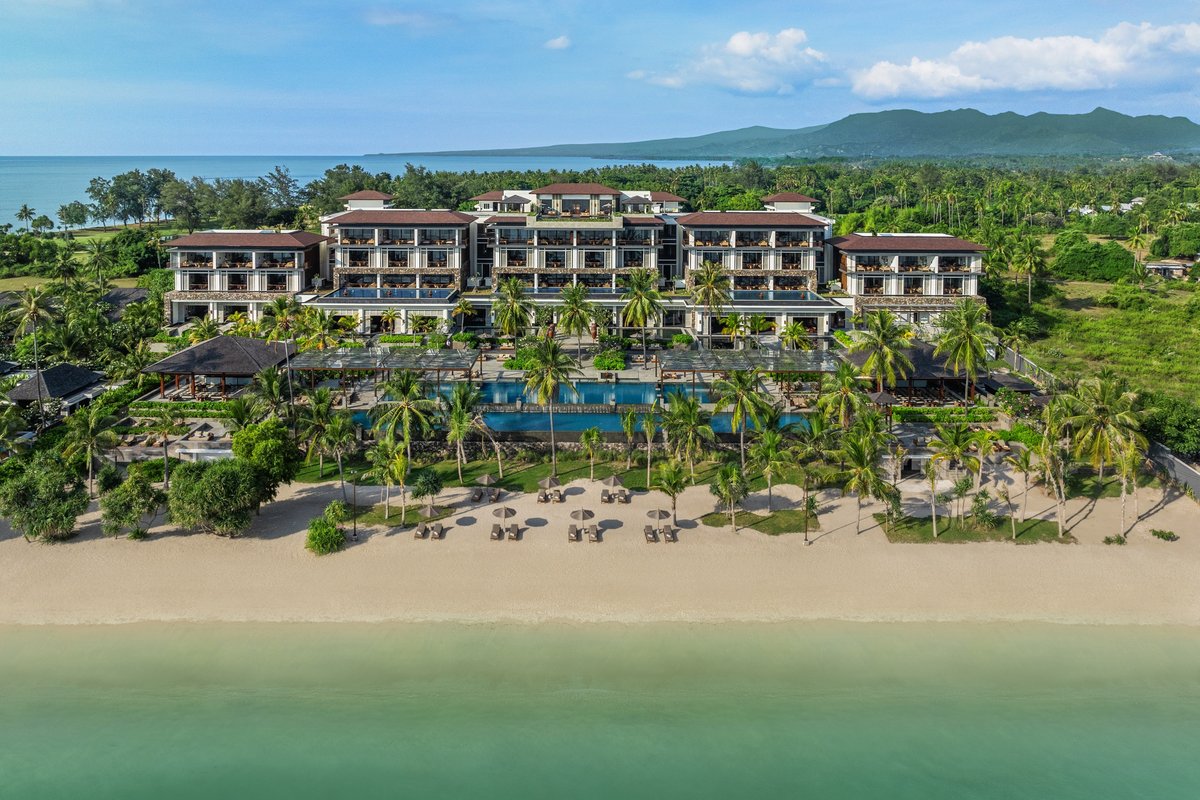 Aerial view of The Sira resort and beach, Lombok
