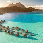 Aerial view of InterContinental Le Moana Bora Bora Resort overwater villas - Luxury Escapes