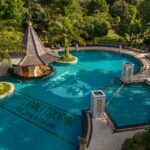 Aerial shot of the lagoon pool at Bali Tropic Resort & Spa