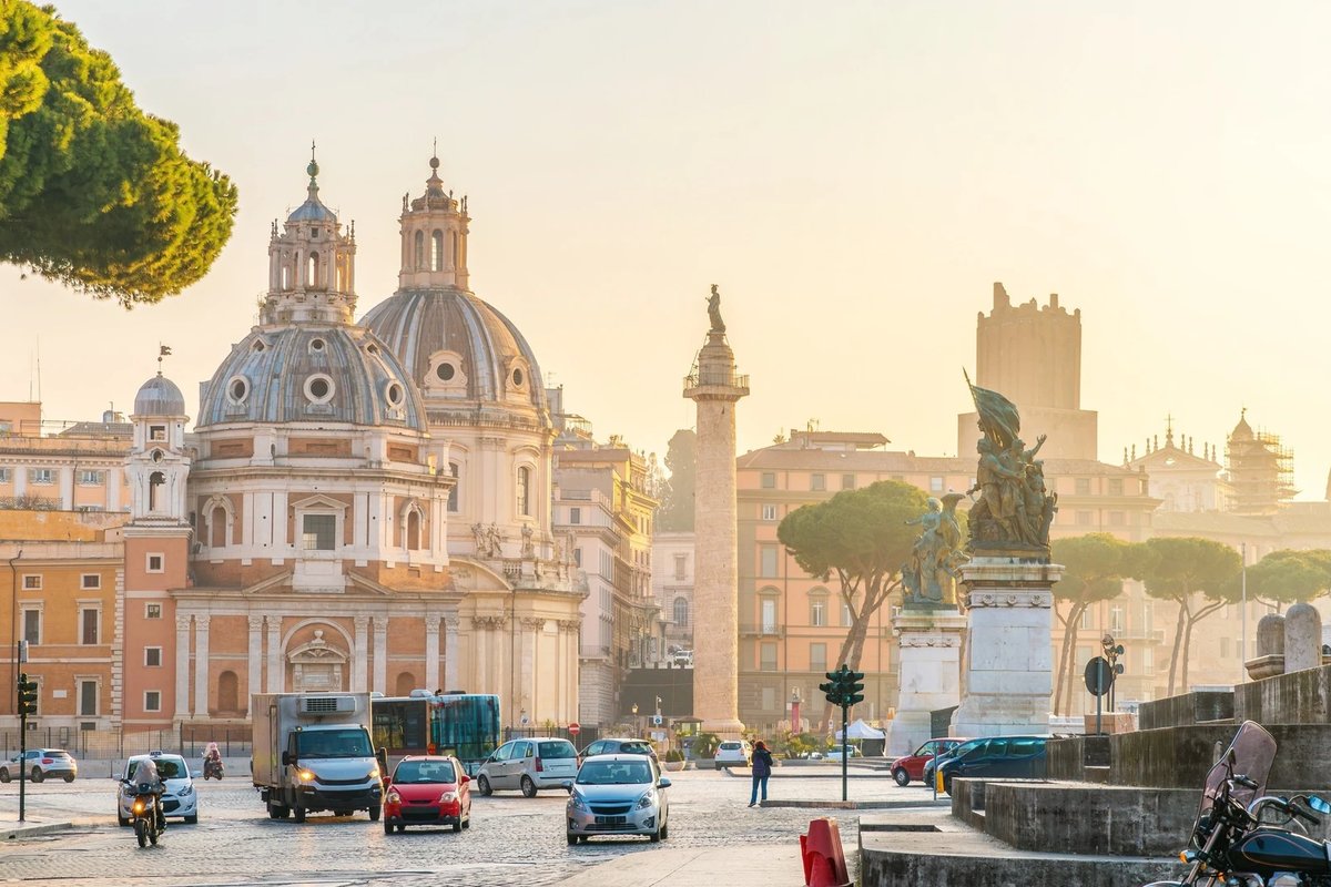 Rome cityscape at dusk