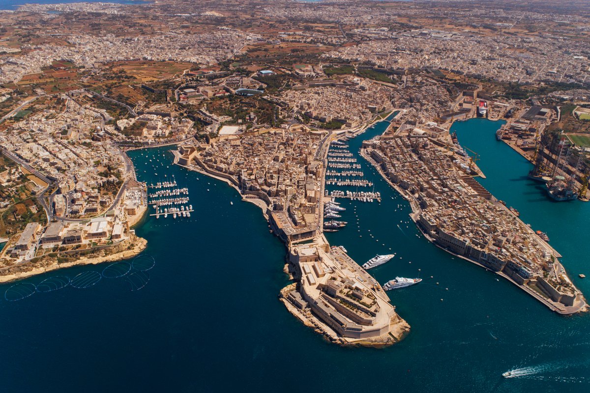 Aerial view of The Three Cities in Malta
