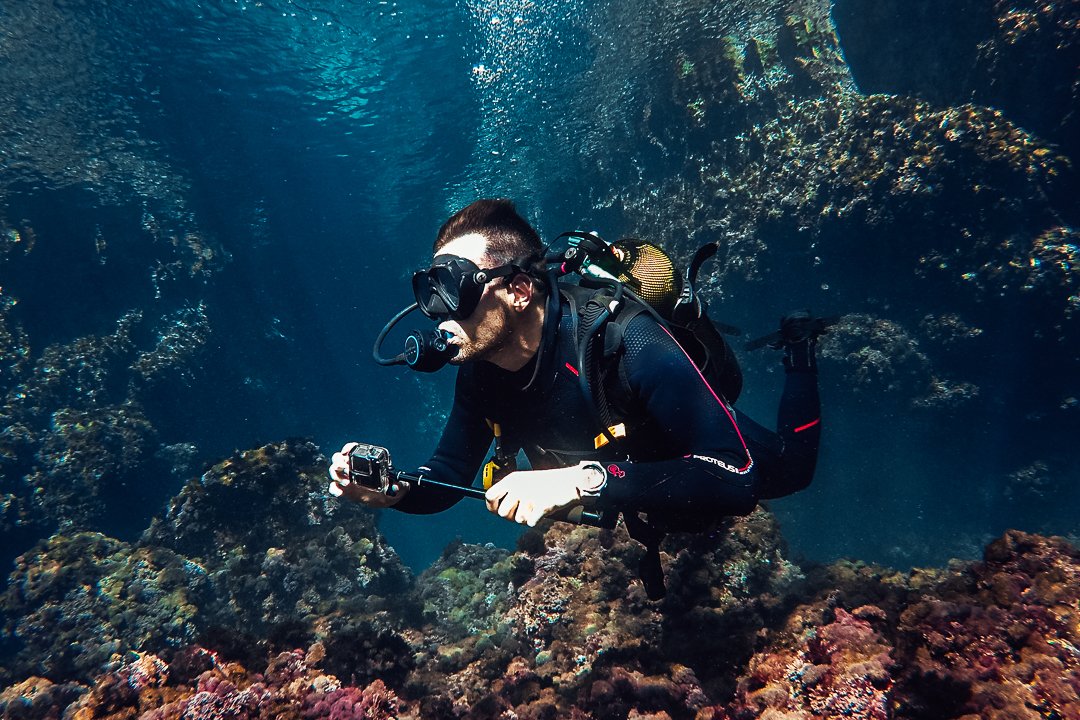 Scuba diver underwater in Malta