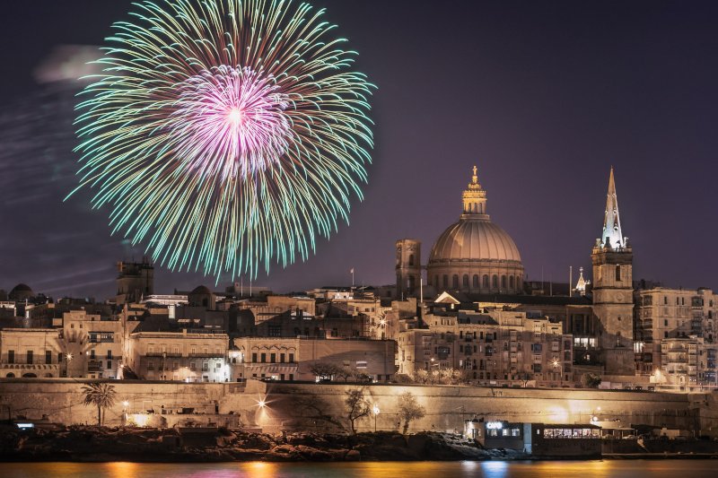 Fireworks over Valletta, Malta