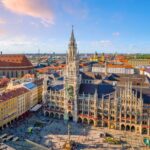Marienplatz at sunset in Munich, Germany