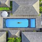 Aerial shot of a private pool villa at Peppers Seminyak