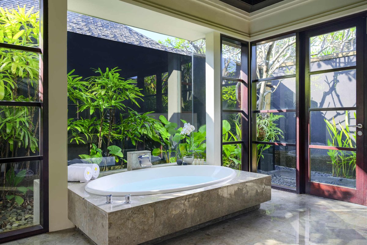 Marble bath in a private pool villa at Peppers Seminyak