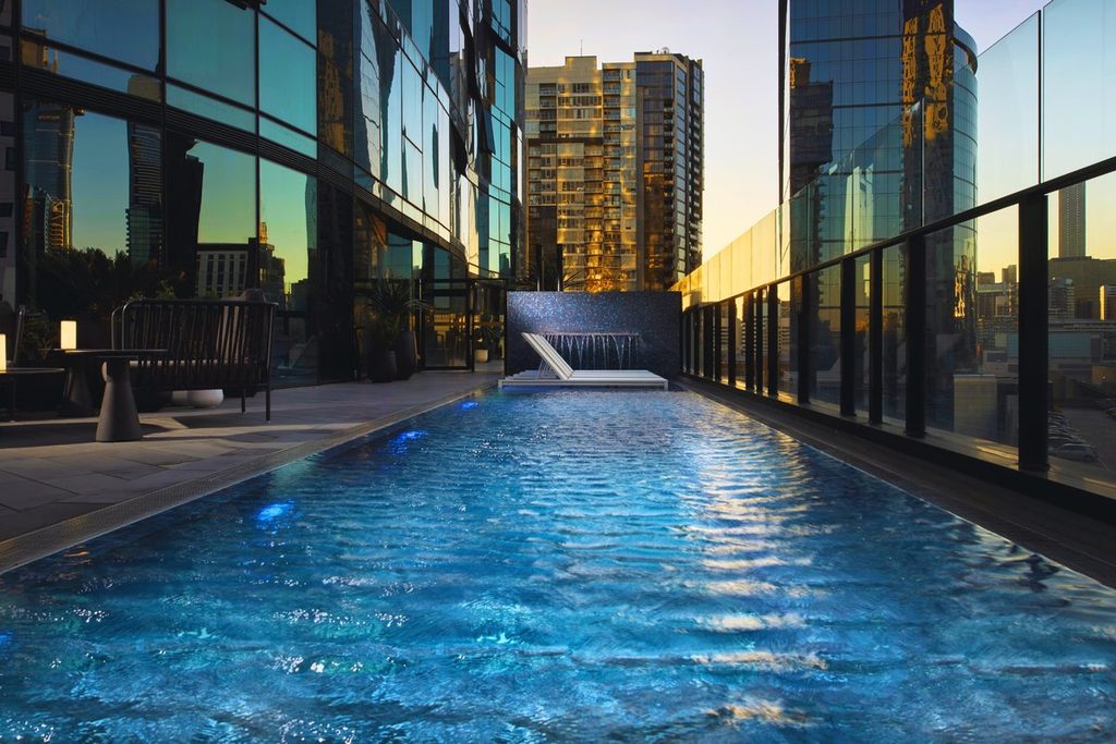 Outdoor heated pool at Shadow Play by Peppers, Melbourne