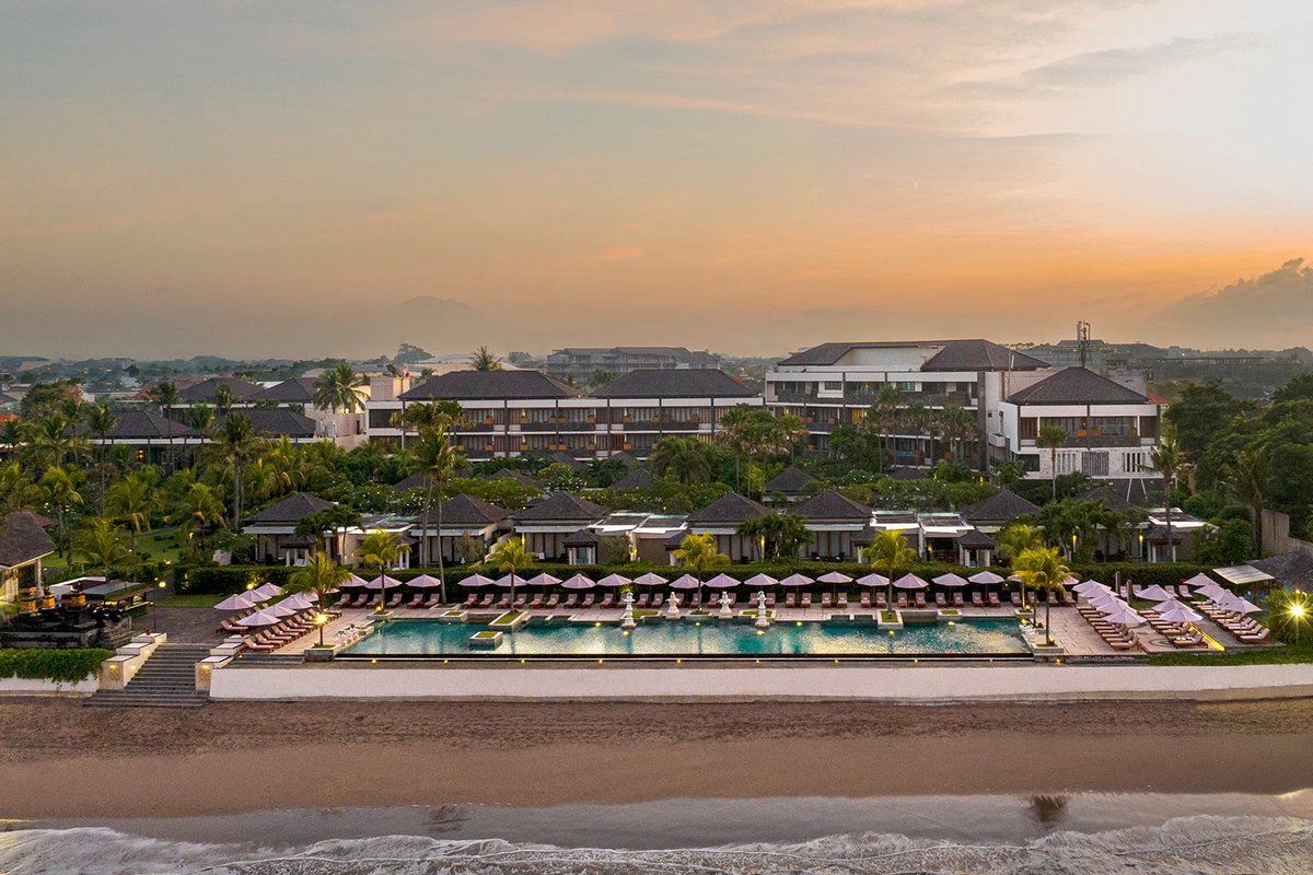 Aerial beachfront resort at The Seminyak Beach Resort & Spa, Bali