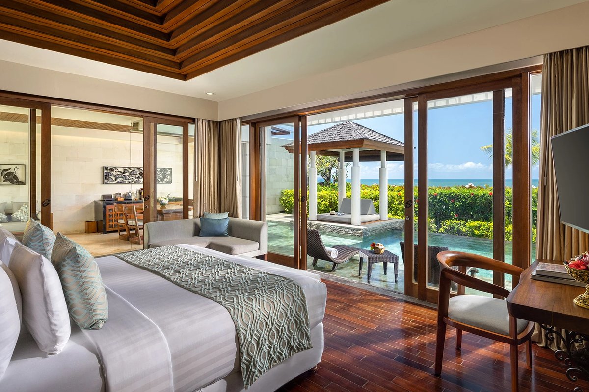 Ocean pool villa bedroom at The Seminyak Beach Resort & Spa, Bali